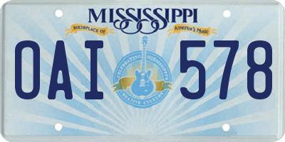 MS license plate OAI578