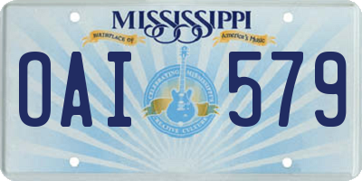 MS license plate OAI579