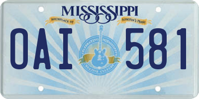 MS license plate OAI581