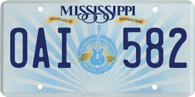 MS license plate OAI582