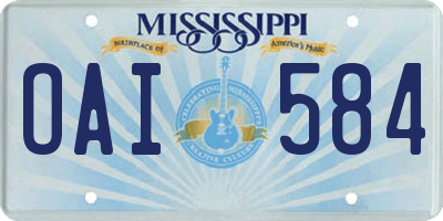 MS license plate OAI584