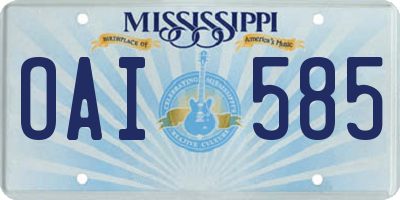 MS license plate OAI585