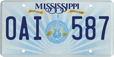 MS license plate OAI587