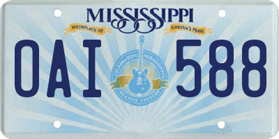 MS license plate OAI588