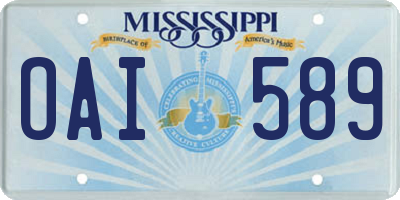 MS license plate OAI589