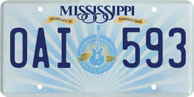MS license plate OAI593