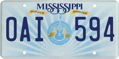 MS license plate OAI594