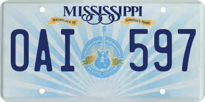 MS license plate OAI597