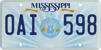 MS license plate OAI598