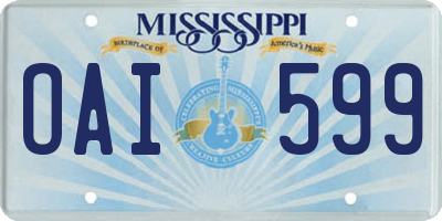 MS license plate OAI599