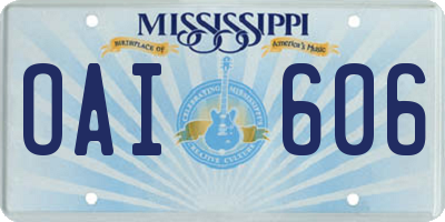 MS license plate OAI606