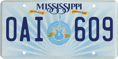 MS license plate OAI609