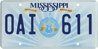 MS license plate OAI611