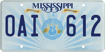 MS license plate OAI612