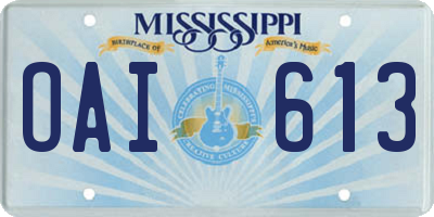 MS license plate OAI613