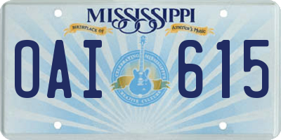 MS license plate OAI615