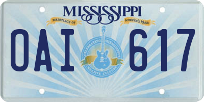 MS license plate OAI617