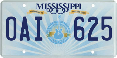 MS license plate OAI625