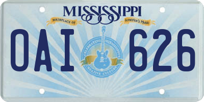 MS license plate OAI626
