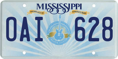 MS license plate OAI628