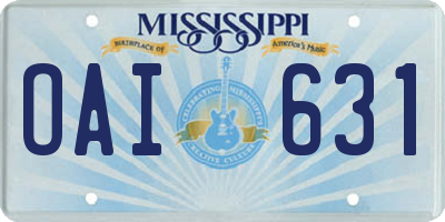 MS license plate OAI631