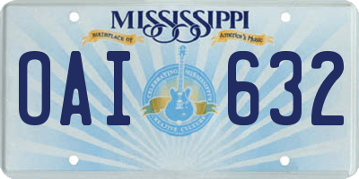 MS license plate OAI632