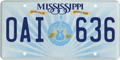 MS license plate OAI636
