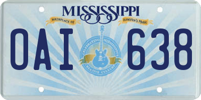 MS license plate OAI638