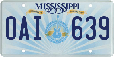 MS license plate OAI639