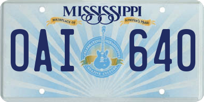 MS license plate OAI640