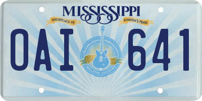 MS license plate OAI641