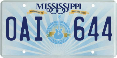 MS license plate OAI644