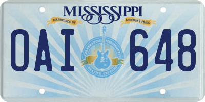 MS license plate OAI648
