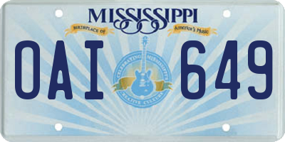 MS license plate OAI649