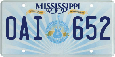 MS license plate OAI652