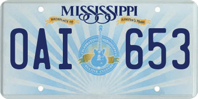 MS license plate OAI653