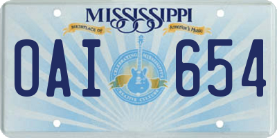 MS license plate OAI654