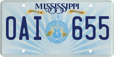 MS license plate OAI655