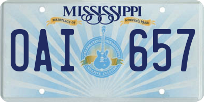 MS license plate OAI657
