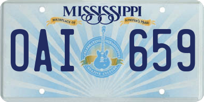MS license plate OAI659
