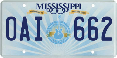 MS license plate OAI662
