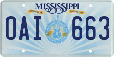 MS license plate OAI663