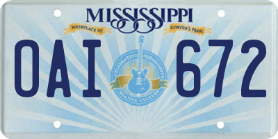 MS license plate OAI672