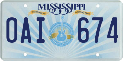 MS license plate OAI674