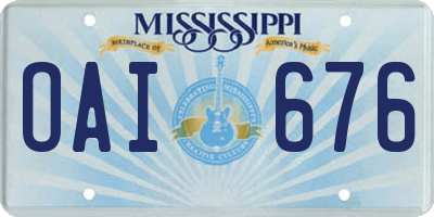 MS license plate OAI676