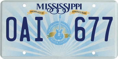 MS license plate OAI677
