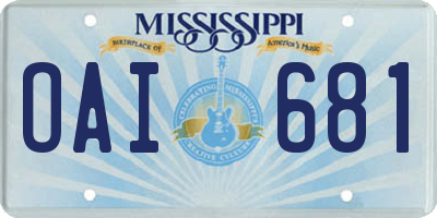 MS license plate OAI681