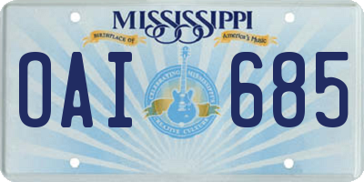 MS license plate OAI685