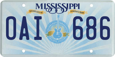 MS license plate OAI686