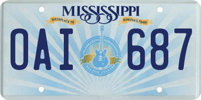 MS license plate OAI687